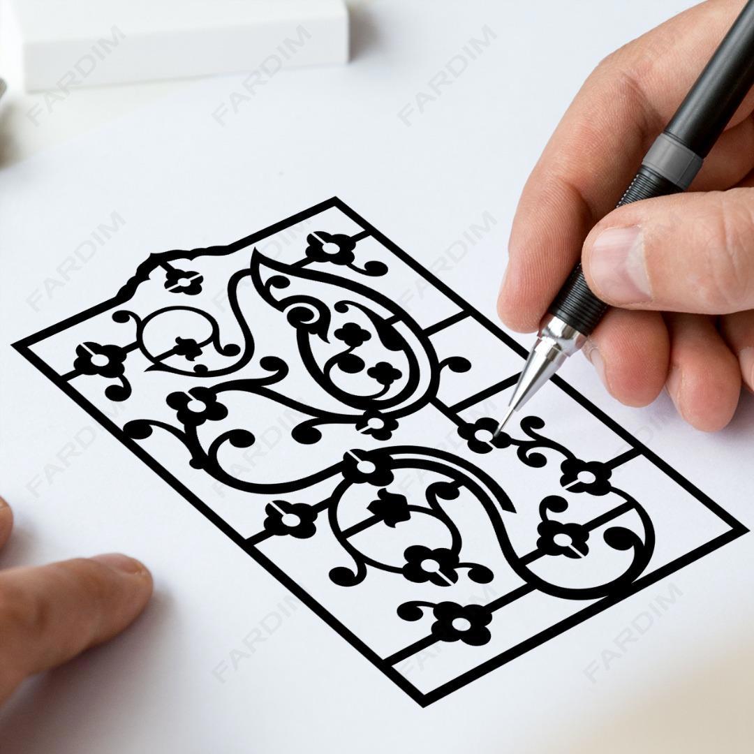 وکتور طرح نگاره قاب گل و مرغ کد A132459